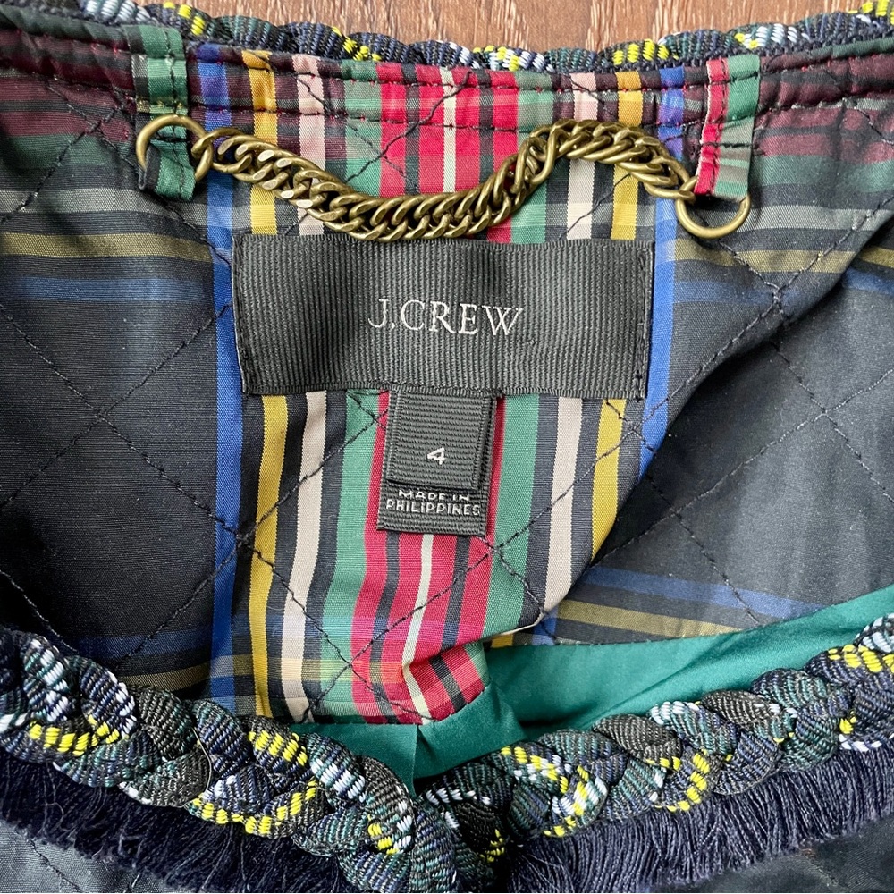 J. Crew Stuart Tartan Plaid Long Sleeve Boxy Fit Jacket Quilted 4 F7503 - Picture 2 of 10